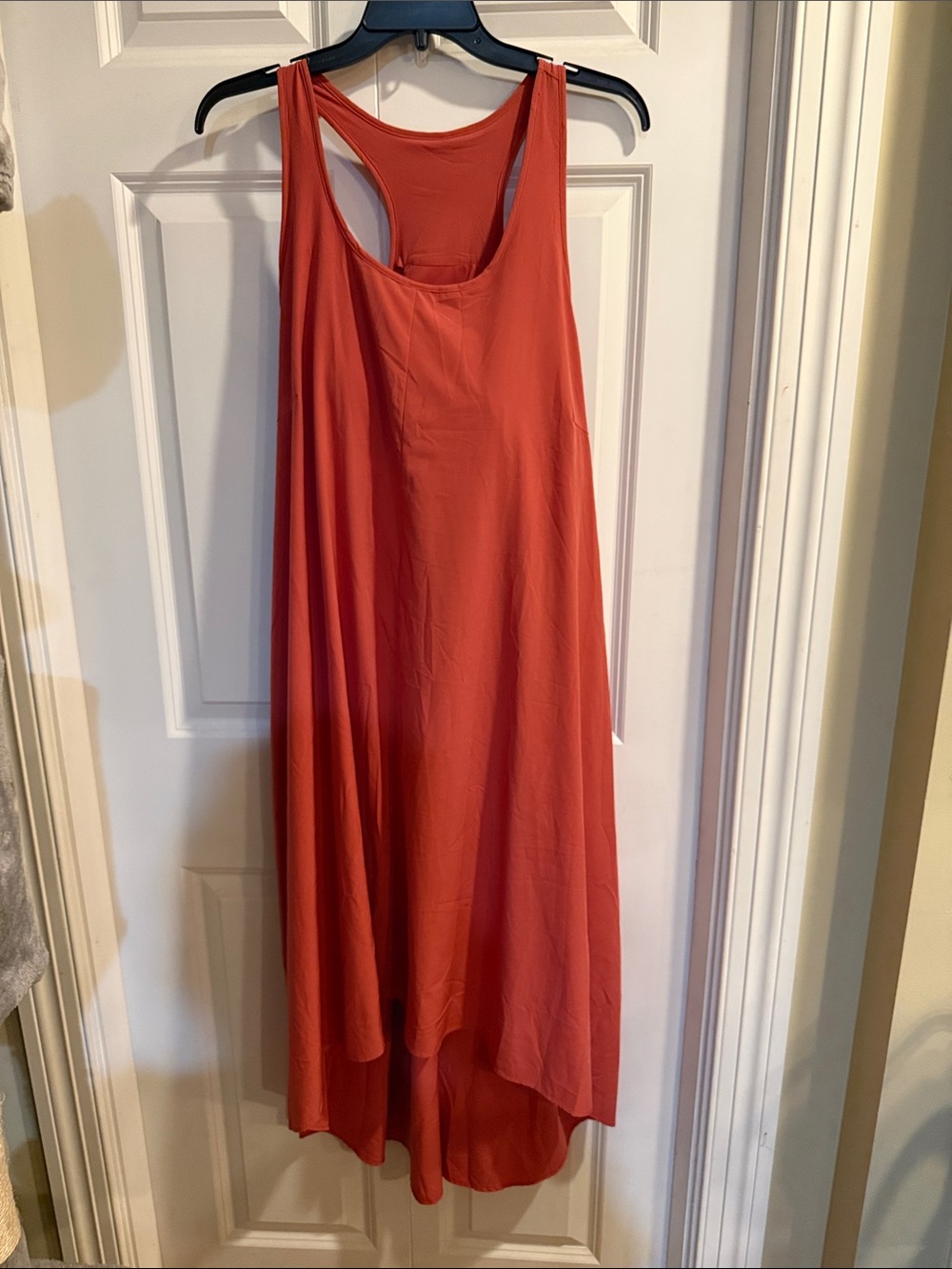 HALARA Coral-Red High-Low Sleeveless Swing Dress